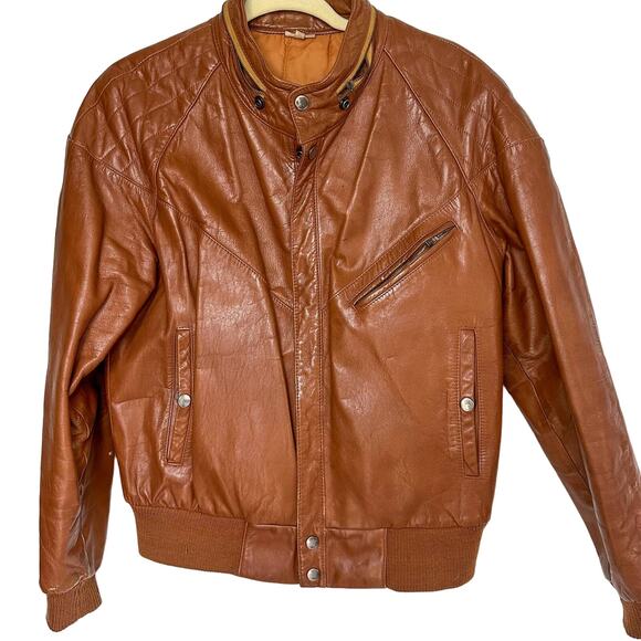 Retro Leather Jacket Brown 38  1960's-1970's Leather Coat - Picture 1 of 7